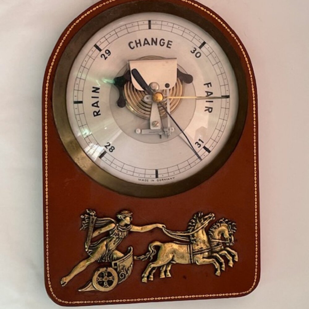 Vintage Barometer with Chariot Design Decorative barometer with rain, change, an